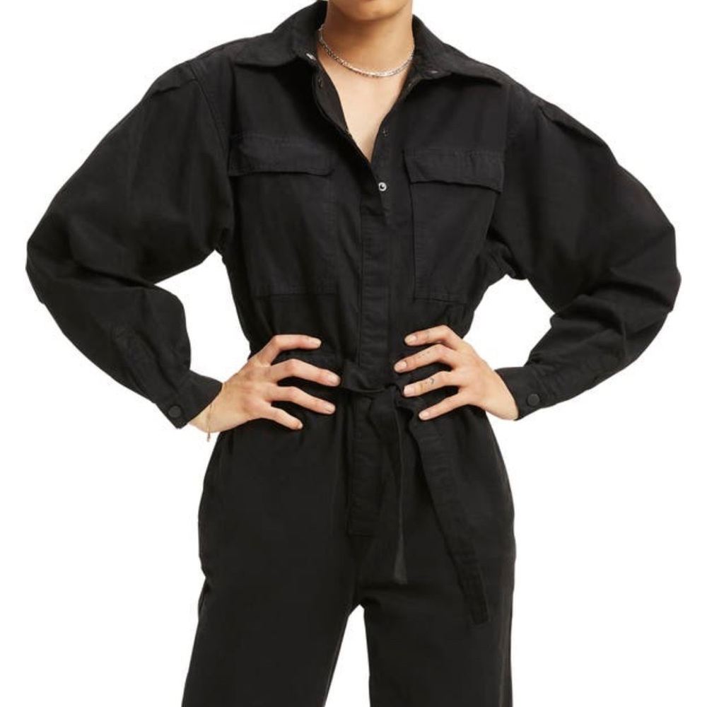 New with tags Good American Long Sleeve Snap Jumpsuit  - Good American s…